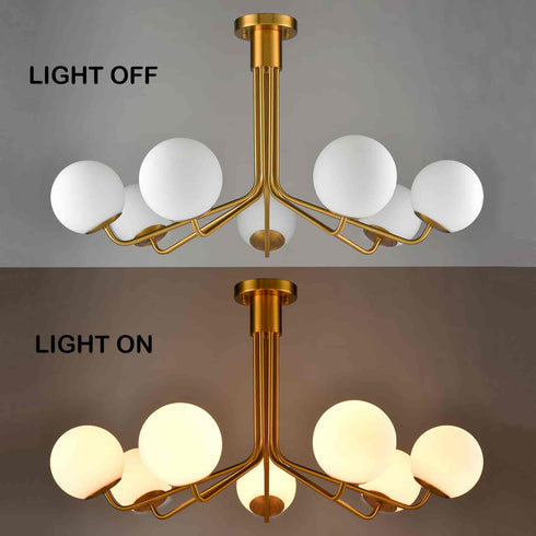 Flavie Mid-Century Modern Semi Flush Mount Globe Ceiling Light